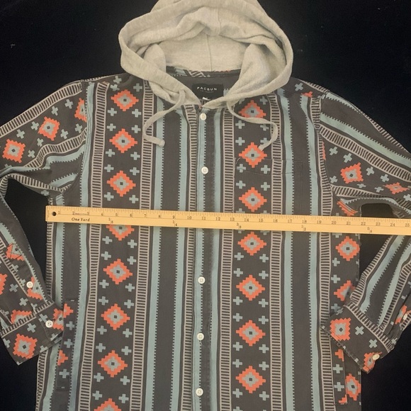 PACSUN 3 Pocket Button Down All Cotton Hoodie - Picture 4 of 4